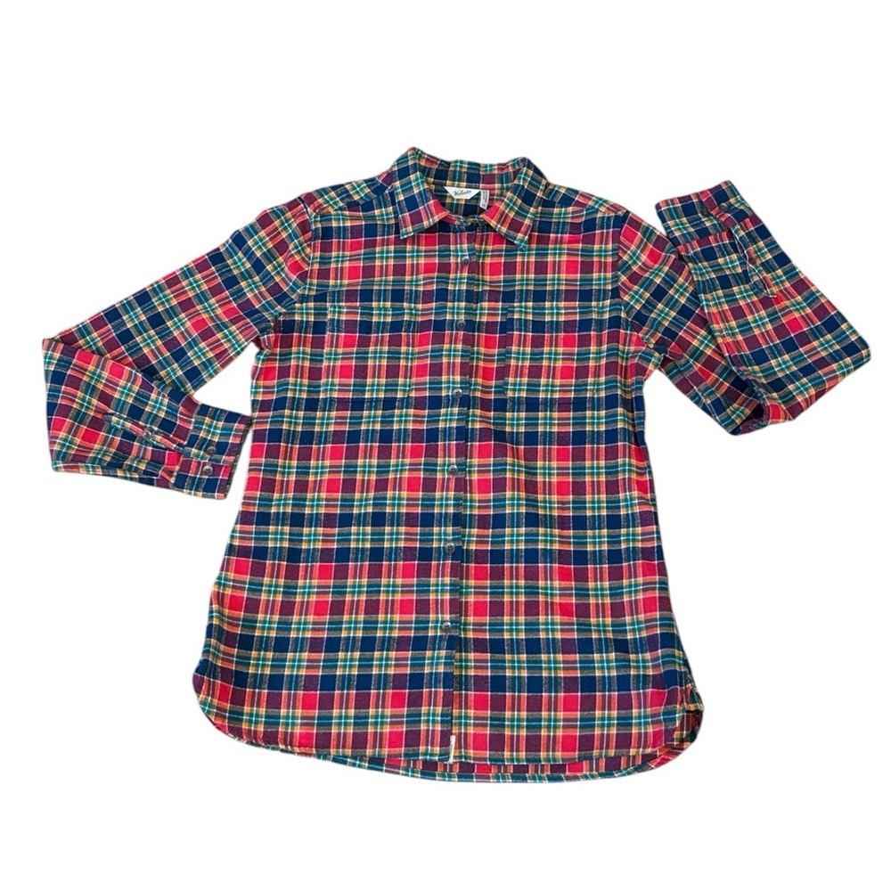 Woolrich Flannel Plaid Blue Red Long Sleeve‎ Button Down Cotton Shirt Size Small - Picture 5 of 8